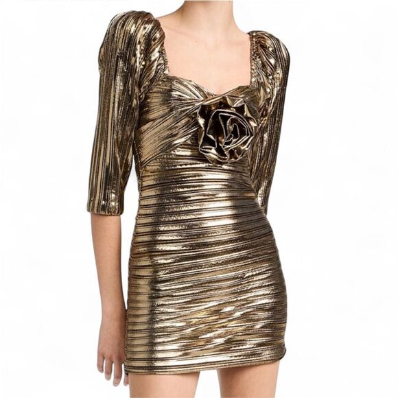 NWT LoveShackFancy Gold Mini Dress 6 - Picture 6 of 12